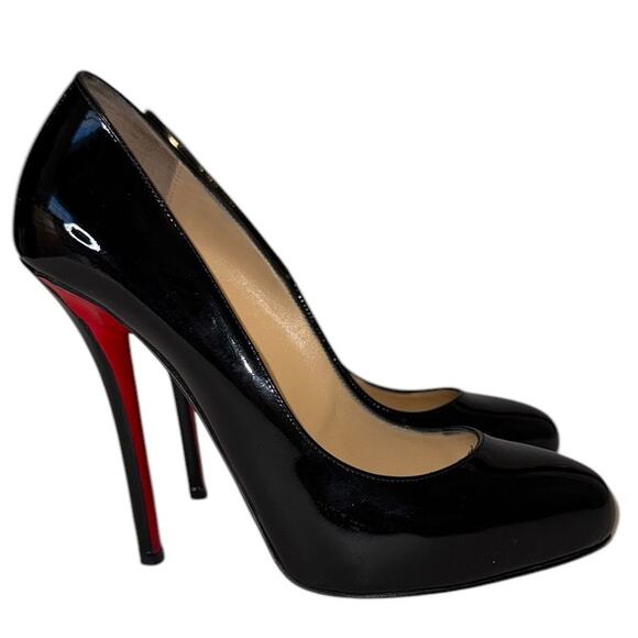 Christian Louboutin Argotik Black Patent Leather Heels Pumps Size 39 - Picture 2 of 14